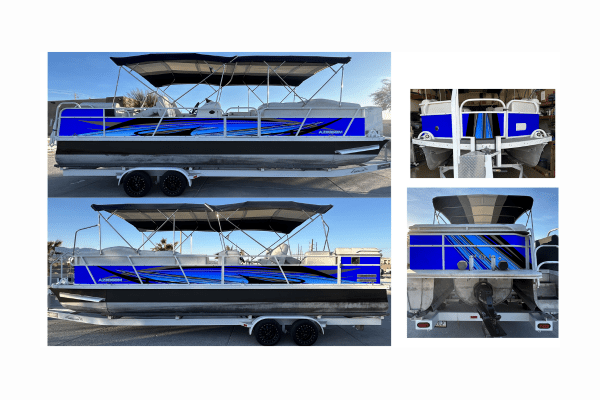 Custom blue boat graphics