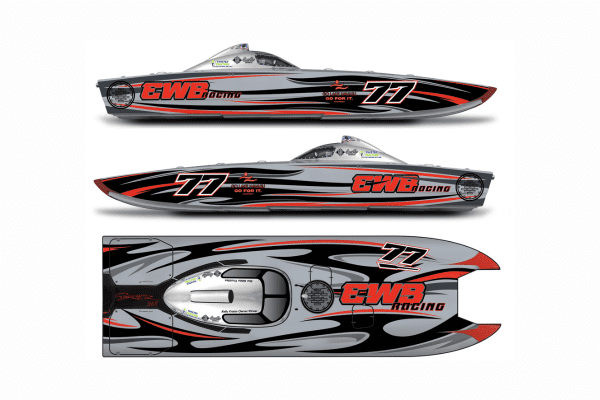 custom red, black, and silver graphics