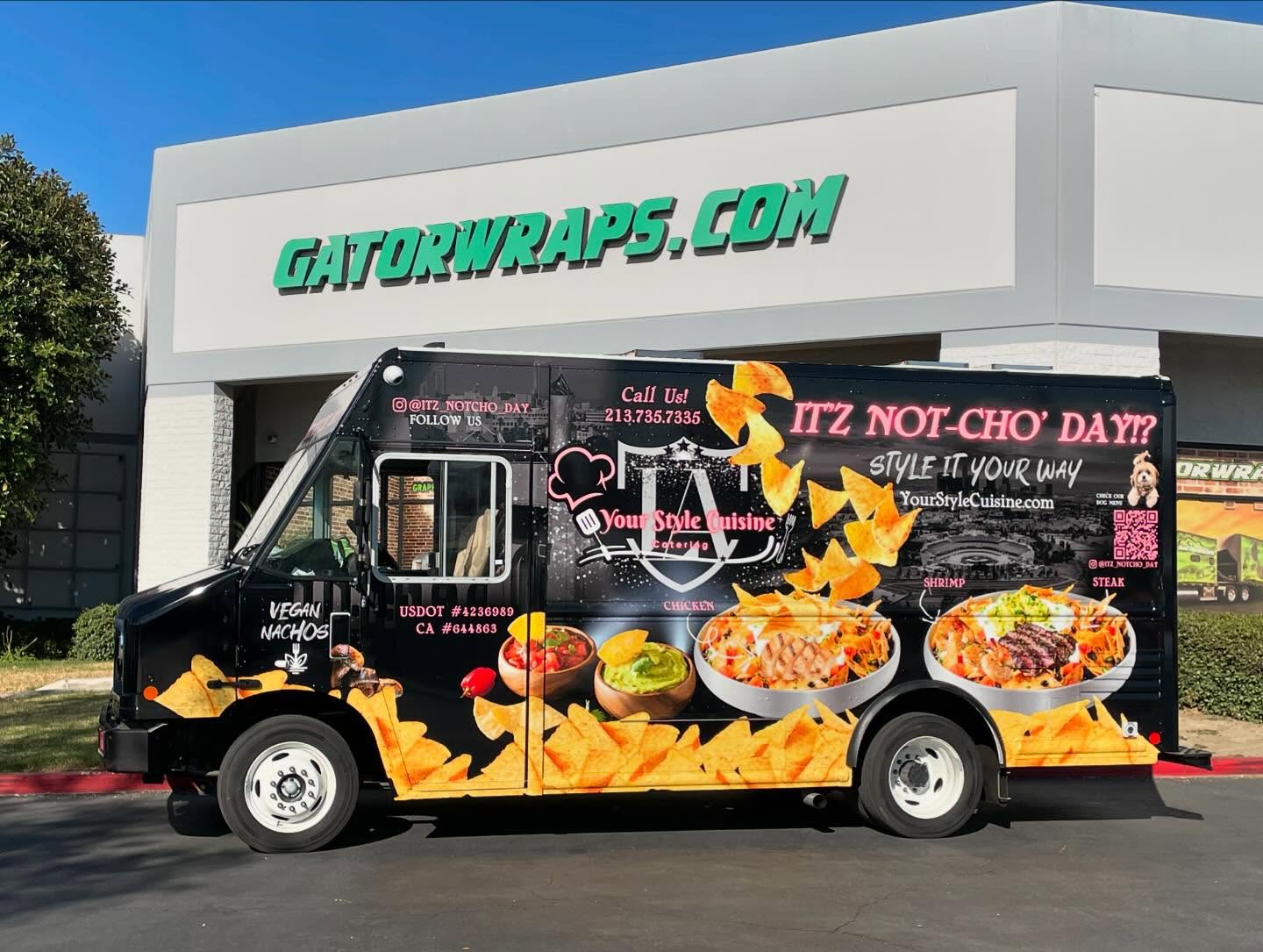 Custom food truck wrap with colorful graphics by Gatorwraps